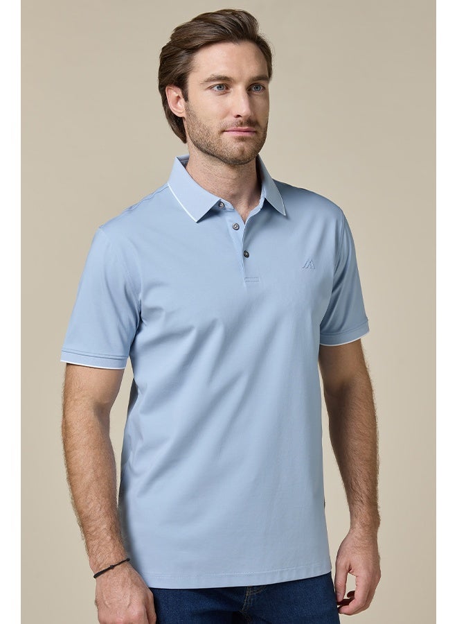 Mannerism The Sky Ease Light Blue Cotton Polo Comfort Fit - Image 1